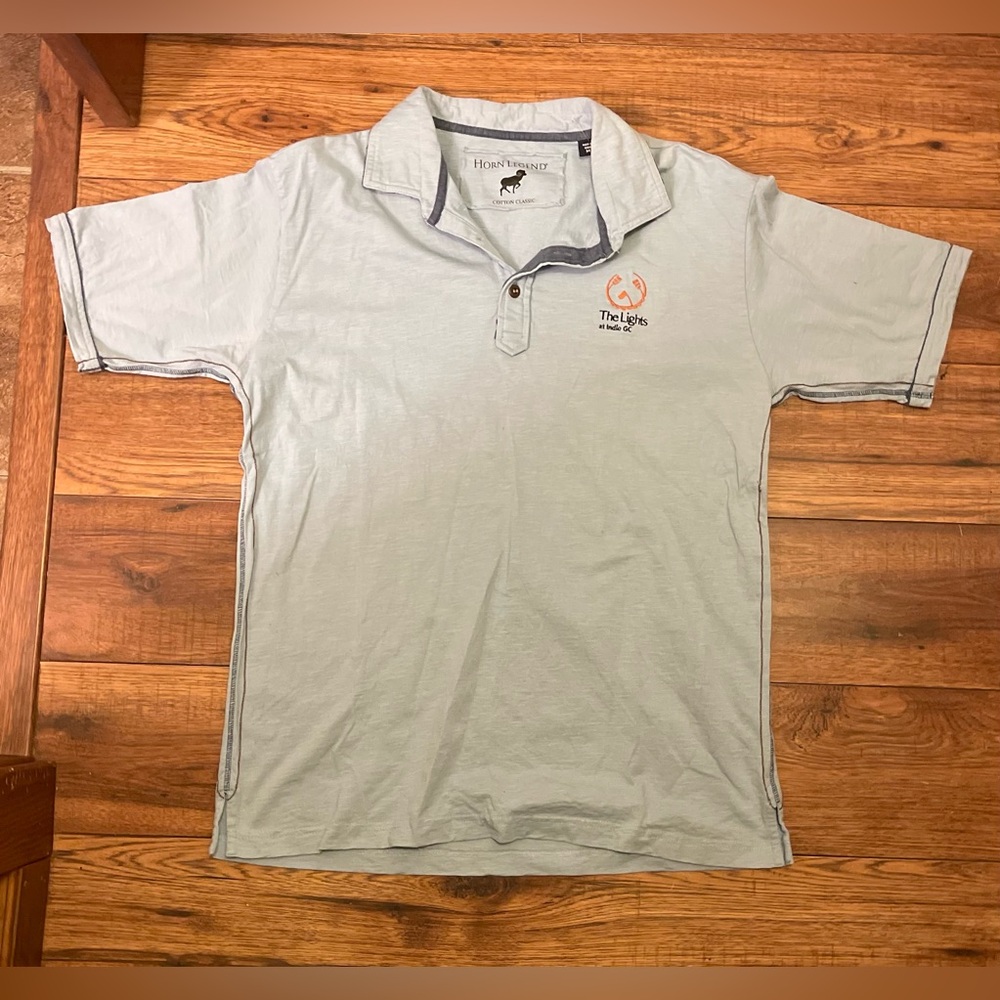 100% COTTON Blue Polo Shirt with Embroidered Logo